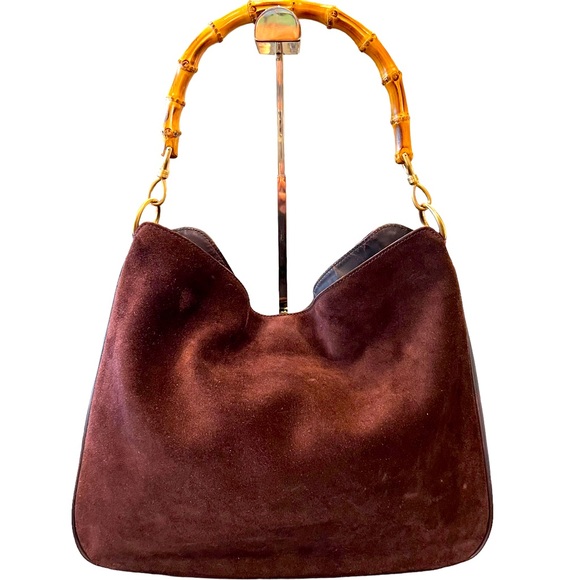 Gucci Handbags - Gucci Suede Bamboo Tote
